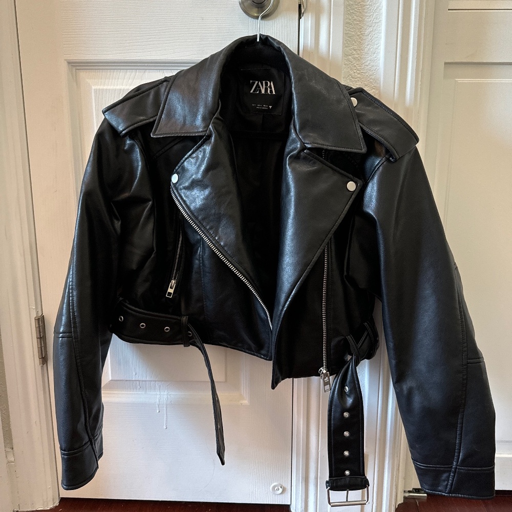 ZARA black faux leather jacket